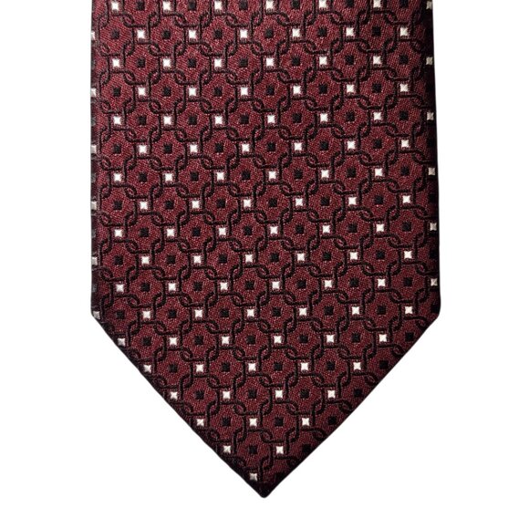 Ermenegildo Zegna Cento Fili Necktie Dark Red Black Silver Silk Italy NWT $295